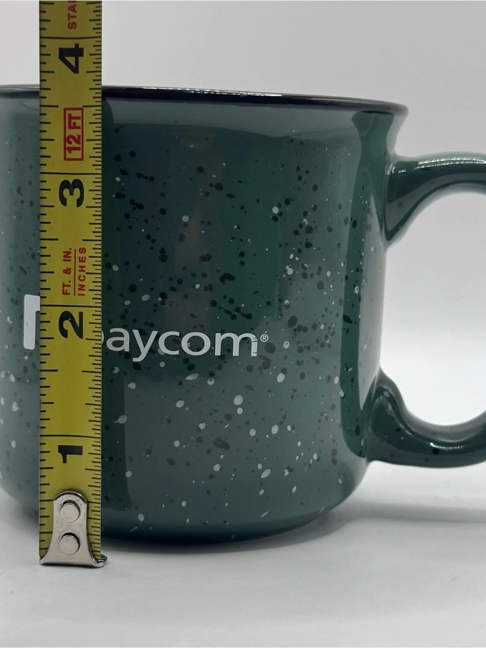 Set Of 2 Speckled Ceramic Campfire Mugs w/‘PAYCOM’ Logo